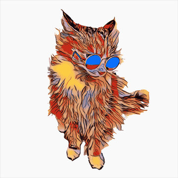 cat with glasses art illustration