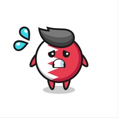 bahrain flag badge mascot character with afraid gesture