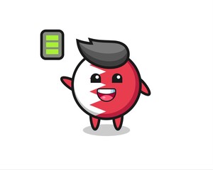 bahrain flag badge mascot character with energetic gesture