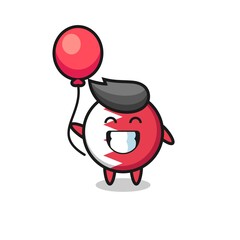 Fototapeta premium bahrain flag badge mascot illustration is playing balloon