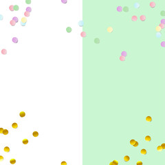 Gold and colorful confetti. Vector