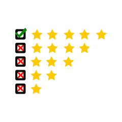 evaluation and rating concept. five stars selected checkmark.
voting optimistically.