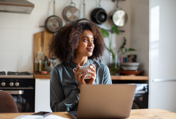 African American businesswoman working from home