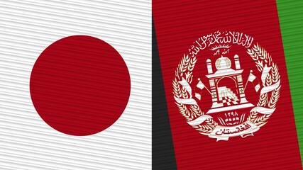 Afghanistan and Japan Two Half Flags Together Fabric Texture Illustration