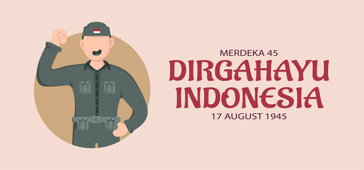 Indonesia independence day landscape banner design.