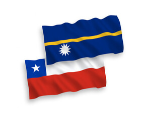 Flags of Republic of Nauru and Chile on a white background