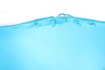 Blue surface water and air bubble isolated on white background