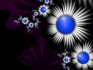 Fractal image with flowers on dark background.Template with place for inserting your text.Multicolor flowers. Fractal art as background.