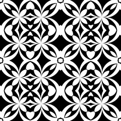  Monochrome background with abstract shaps. Regular modern black and white pattern.Abstract background for textile design, surface textures, wrapping paper.