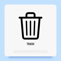 Trash bin line icon. Symbol of delete or clean. Vector illustration.