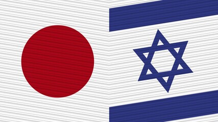 Israel and Japan Two Half Flags Together Fabric Texture Illustration