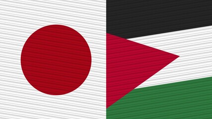 Jordan and Japan Two Half Flags Together Fabric Texture Illustration