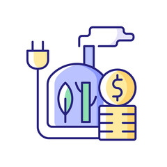 Biomass energy price RGB color icon. Sustainable power consumption cost. Renewable source of electricity. Industrial service. Isolated vector illustration. Energy purchase simple filled line drawing