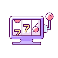 Online casino RGB color icon. Isolated vector illustration.. Website which allows gambling activities. Money earning posibility. Exciting entertainment types simple filled line drawing