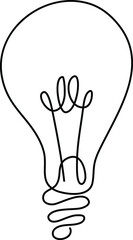 Light bulb vector icon, black line drawing