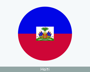 Haiti Round Circle Flag. Haitian Circular Button Banner Icon. EPS Vector