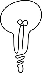 Light bulb vector icon, black line drawing