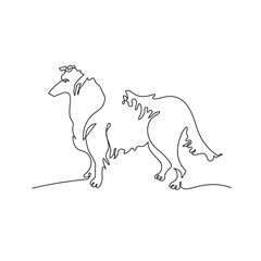 Collie. The dog is drawn in one line. Minimalistic graphics.