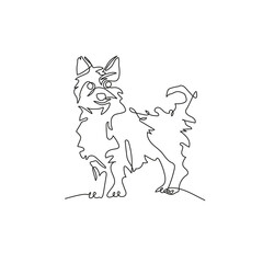 Yorkshire Terrier. The dog is drawn in one line. Minimalistic graphics.