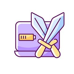 Combat games RGB color icon. Isolated vector illustration.. Special genre which includes fighting between characters. Challenging activity with interesting rules simple filled line drawing