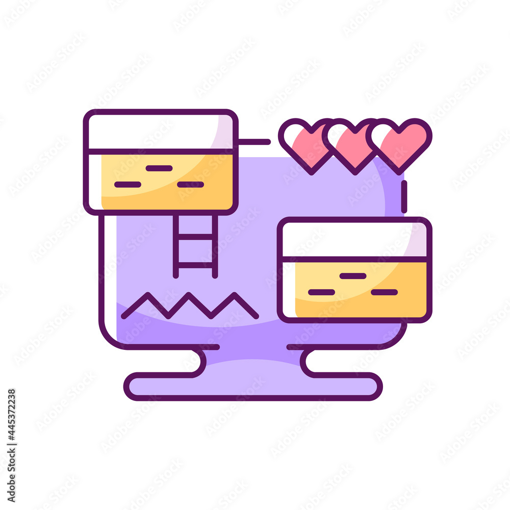Poster platform video game rgb color icon. isolated vector illustration.. traditional two dimentional genre