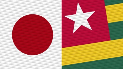 Togo and Japan Two Half Flags Together Fabric Texture Illustration