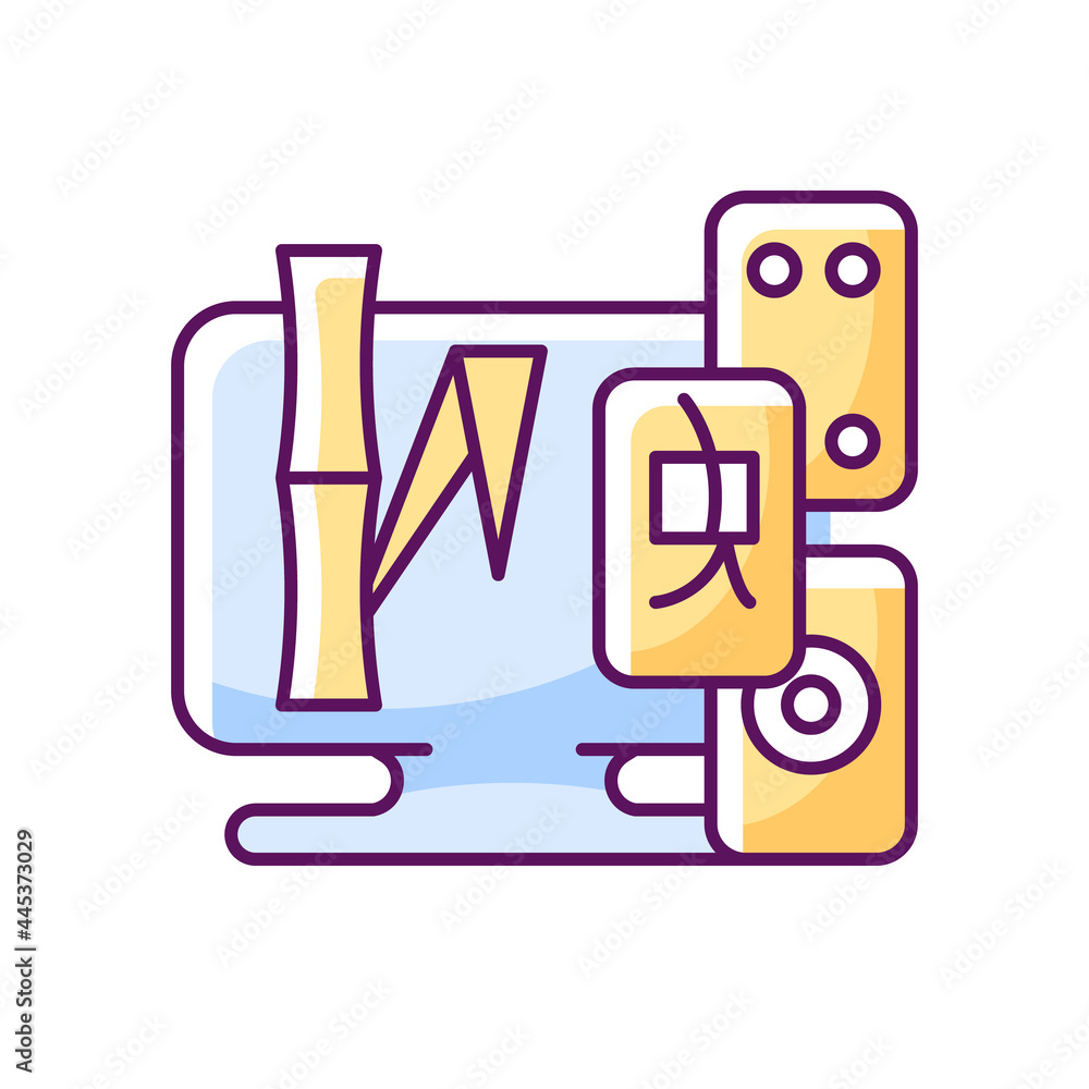 Poster tile games rgb color icon. isolated vector illustration.. playing with small pieces for entertainmen