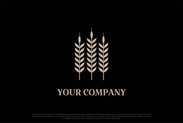 Simple Minimalist Golden Grain Wheat Rice for Brewery or Bakery Logo Design Vector