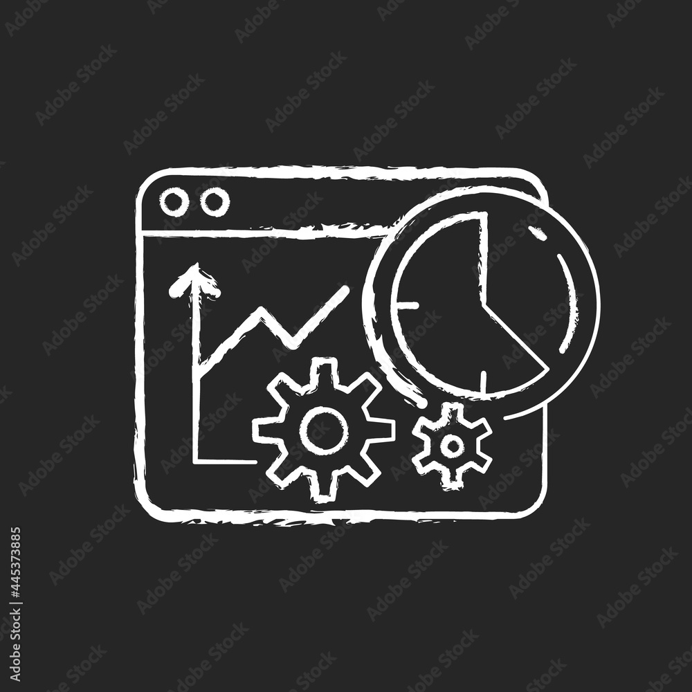 Poster time analysis chalk white icon on dark background. business management strategy. dashboard presentat