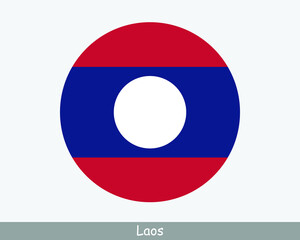 Laos Round Circle Flag. Lao Circular Button Banner Icon. Laotian EPS Vector