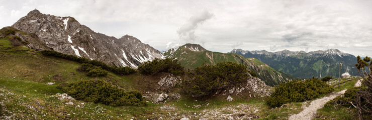 Panorama view Grubigstein mountain in Tyrol, Austria