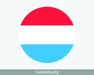 Luxembourg Round Circle Flag. Luxembourger Circular Button Banner Icon. EPS Vector