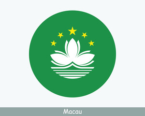 Macau Round Circle Flag. Macao Circular Button Banner Icon. EPS Vector