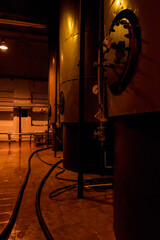 Fototapeta na wymiar Steel tanks for wine fermentation at the winery
