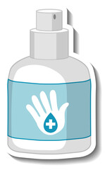 A sticker template with hand spray sanitizer isolated