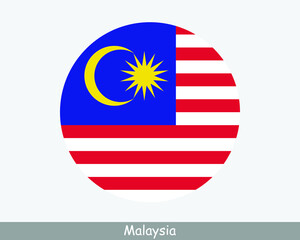 Malaysia Round Circle Flag. Malaysian Circular Button Banner Icon. EPS Vector