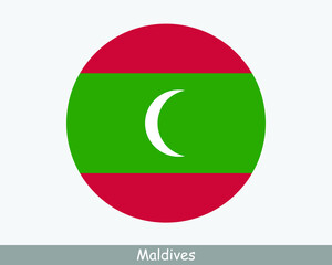Maldives Round Circle Flag. Maldivian Circular Button Banner Icon. EPS Vector