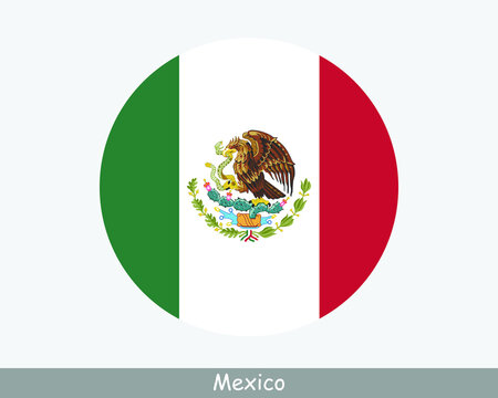 Mexico Round Circle Flag. Mexican Circular Button Banner Icon. EPS Vector
