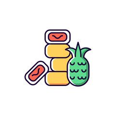 Pineapple cake RGB color icon. Isolated vector illustration. Sweet traditional taiwanese pastry. Asian tasty dish. Taiwanese cuisine. Tropical fruit dessert simple filled line drawing