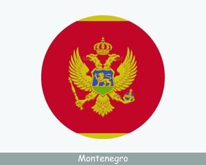 Montenegro Round Circle Flag. Montenegrin Circular Button Banner Icon. EPS Vector