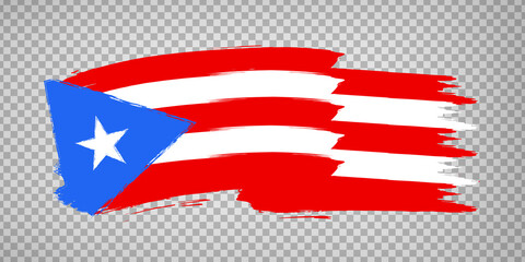 Flag of Puerto Rico from brush strokes. Flag waving Puerto Rico on transparent background for your web site design, logo, app, UI. Stock vector. EPS10.