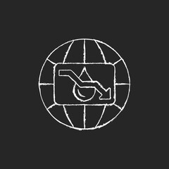 Water scarcity chalk white icon on dark background. Experiencing drought conditions globally. Fresh water lacking. Resource management. Isolated vector chalkboard illustration on black