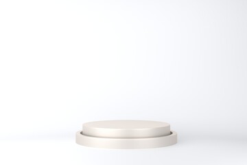 Gold pedestal or podium on white background for product demonstration.  3D rendering.