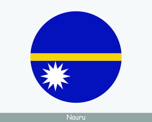 Nauru Round Circle Flag. Nauruan Circular Button Banner Icon. EPS Vector