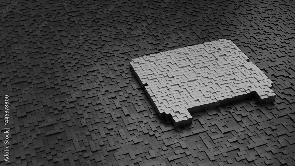 Poster 33d rendering cubes in shape of symbol of bedside table light colored on dark