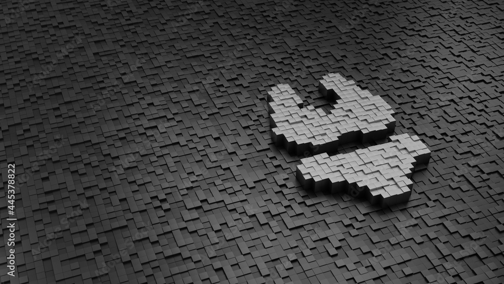Poster 33d rendering cubes in shape of symbol of bikini light colored on dark