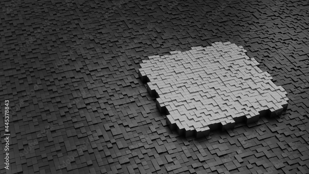 Poster 33d rendering cubes in shape of symbol of biscuit light colored on dark
