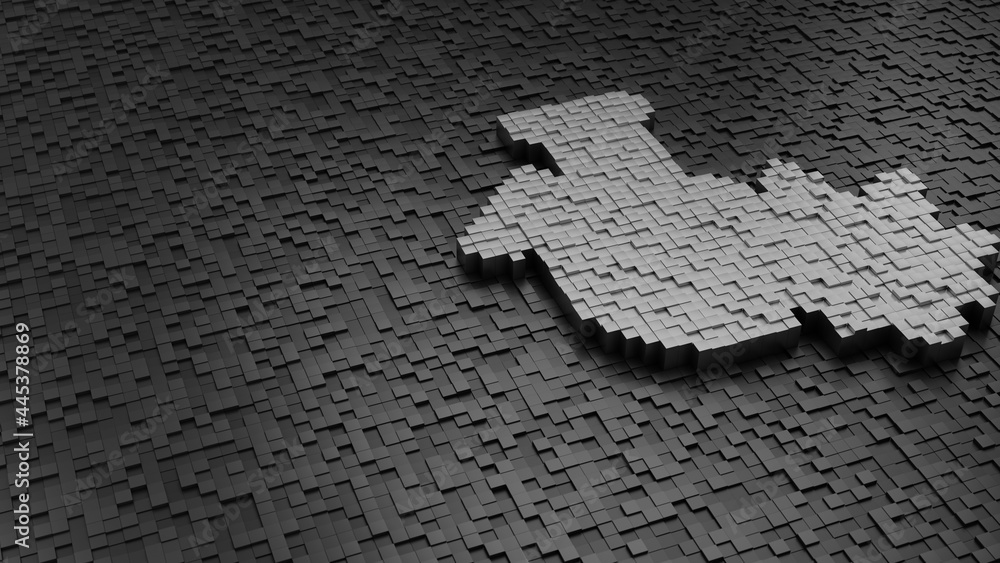 Poster 33d rendering cubes in shape of symbol of bong light colored on dark