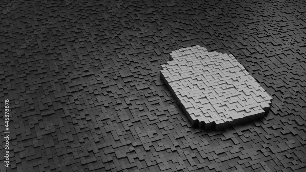 Poster 33d rendering cubes in shape of symbol of bottle light colored on dark
