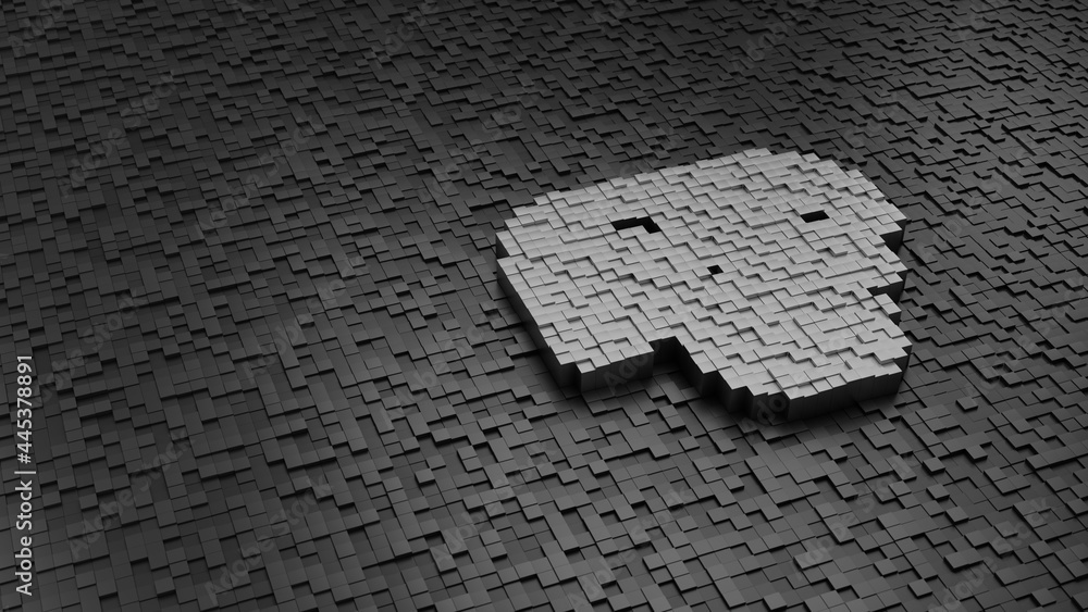 Poster 33d rendering cubes in shape of symbol of breakfast light colored on dark